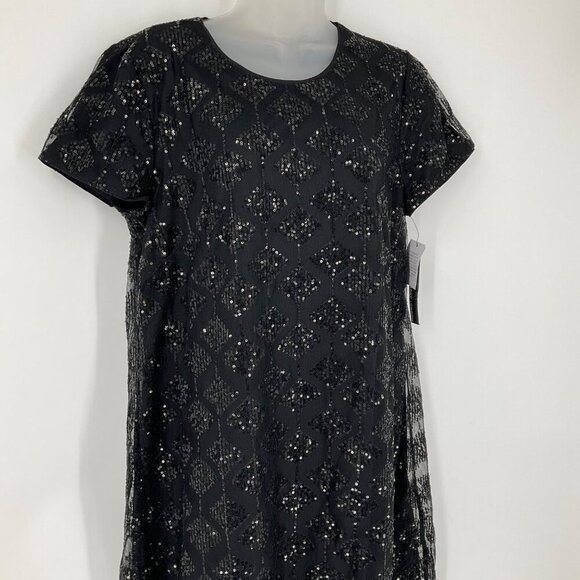 Maggy London Black Sequin Dress Size 12 US lined Classic cocktail NWT - Picture 9 of 11